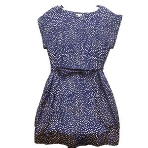 Gap Dress Womens Medium Navy Dress with Tie Polka Dot‎ Print Lined Navy & Ivory
